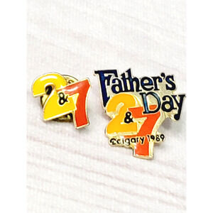 Fathers Day 2 & 7 Calgary 1989 Pins TV Media Enamel Lapel Pins Lot of 2